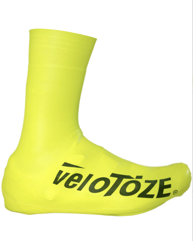 VeloToze Aero OverShoe Tall Hi Viz Yellow/White Logo-1